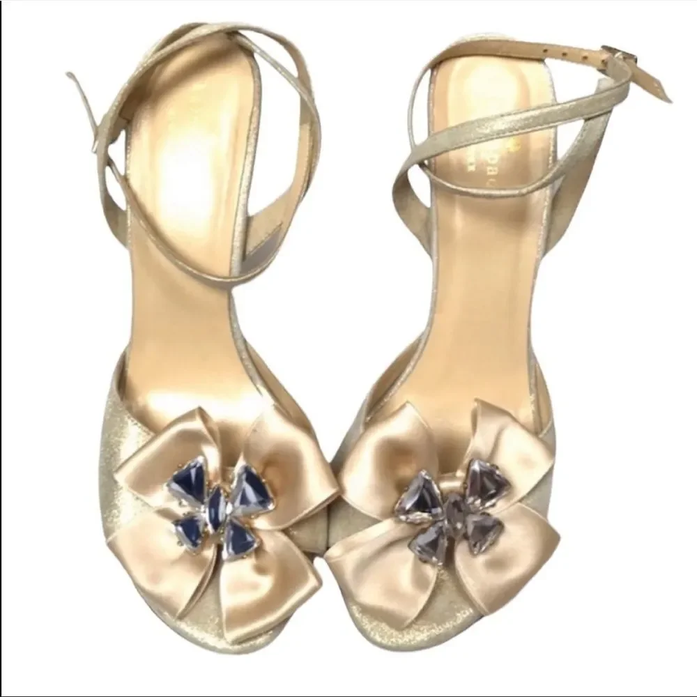 Kate Spade New York Gold Bow Heels Size 7